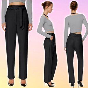 BABATON Aritzia Belted Tie-Front Vegan Leather Pants Sz 0 Black